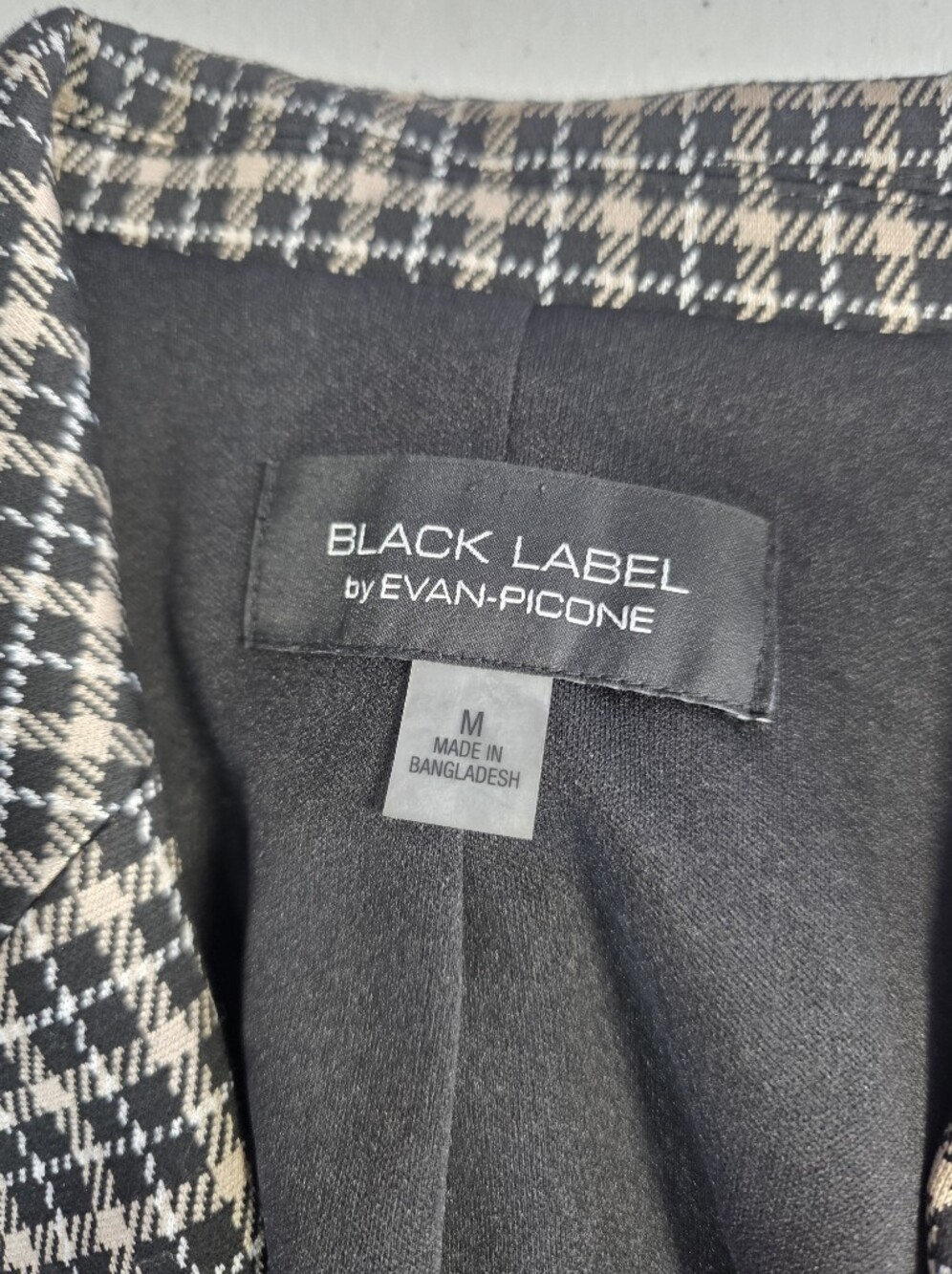 Black Label by Evan-Picone Houndstooth Open Front Blazer Jacket M - Picture 8 of 10